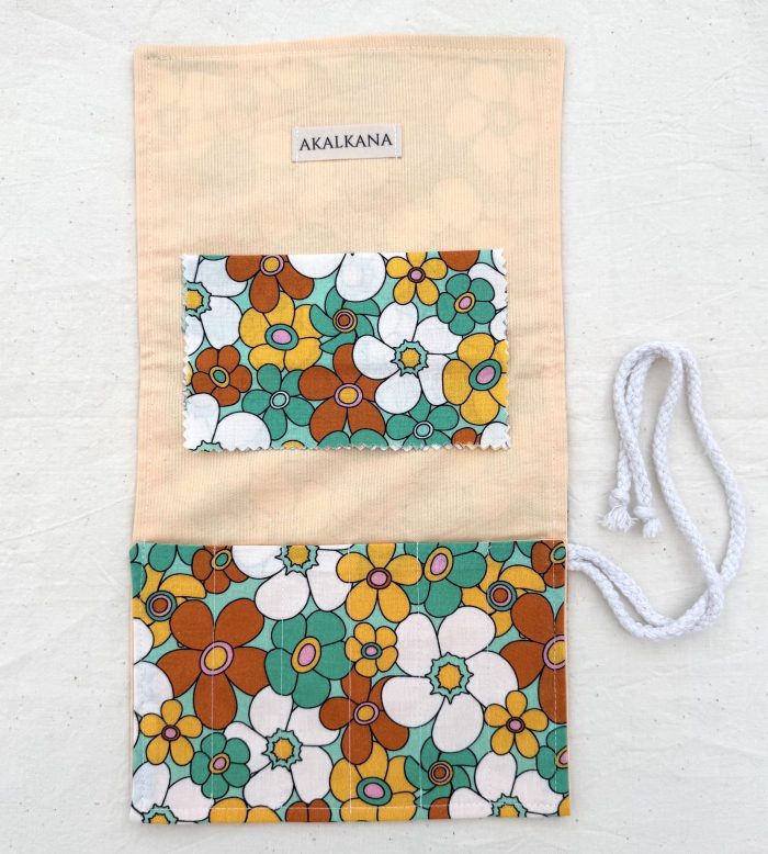 Pochette pinceaux fleurs/vert/orange